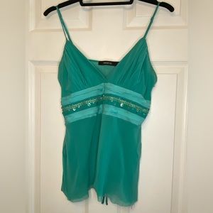 Teal embellished tank